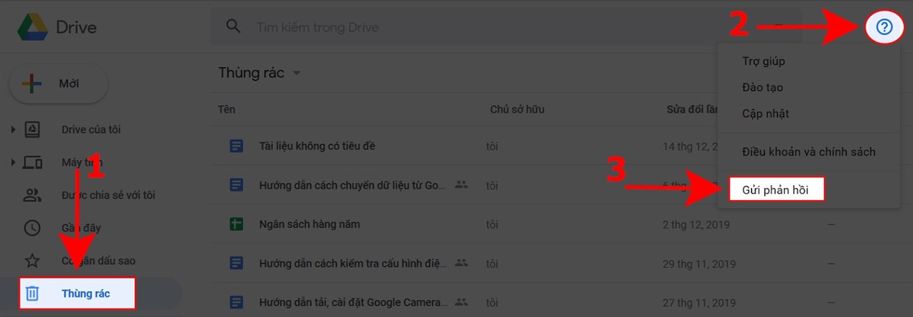 Gửi phản hồi hỗ trợ bước 1